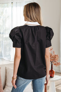 Remington Collar Short Sleeve Blouse-Reef Love