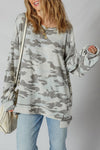 Retro Camouflage Exposed Seam Sweatshirt-The Retro Camouflage Exposed Seam Sweatshirt brings a fun retro vibe with a modern twist. Its laid-back fit and dropped shoulders create a cool, casual look. 