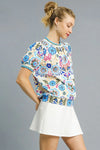 Retro Floral Puff Sleeve Top-short sleeve blouse-Reef Love