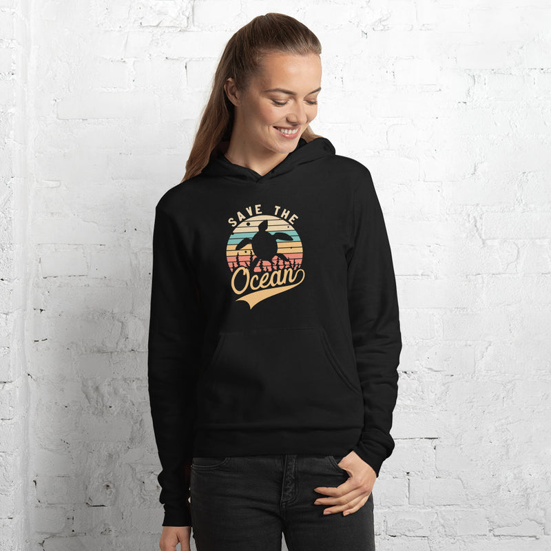 Retro Save The Ocean Turtle Reef Love Unisex Hoodie- Boho Chic Styles by Reef Love