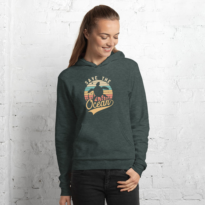 Retro Save The Ocean Turtle Reef Love Unisex Hoodie- Boho Chic Styles by Reef Love