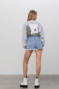 Rhinestone Distressed Tassel Denim Shorts-Denim Shorts-Insane Gene-Reef Love