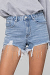 Rhinestone Distressed Tassel Denim Shorts-Denim Shorts-Insane Gene-Reef Love