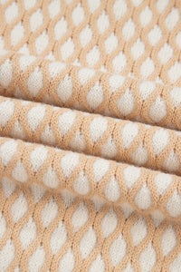 Rhombus Textured Knit Mock Neck Sweater-Reef Love