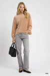 Ribbed Drawstring Hem Sweater-The ribbed drawstring hem knit sweater is a versatile and stylish piece that blends comfort with a touch of flair. The ribbed knit fabric provides texture and a cozy feel.