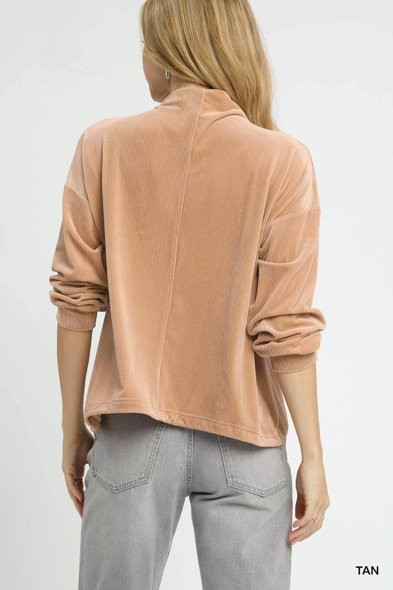 Ribbed Drawstring Hem Sweater-The ribbed drawstring hem knit sweater is a versatile and stylish piece that blends comfort with a touch of flair. The ribbed knit fabric provides texture and a cozy feel.