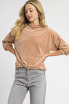 Ribbed Drawstring Hem Sweater-The ribbed drawstring hem knit sweater is a versatile and stylish piece that blends comfort with a touch of flair. The ribbed knit fabric provides texture and a cozy feel.