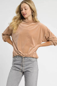 Ribbed Drawstring Hem Sweater-The ribbed drawstring hem knit sweater is a versatile and stylish piece that blends comfort with a touch of flair. The ribbed knit fabric provides texture and a cozy feel.