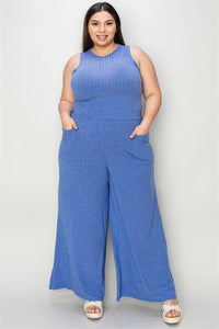 Ribbed Tank and Wide Leg Pants Lounge Set-Effortless comfort meets chic style with this Ribbed Tank + Wide Leg Pant Lounge Set. Soft stretch fabric, pockets, and versatile year-round wear. Standard + Plus size.