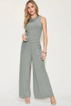 Ribbed Tank and Wide Leg Pants Lounge Set-Effortless comfort meets chic style with this Ribbed Tank + Wide Leg Pant Lounge Set. Soft stretch fabric, pockets, and versatile year-round wear. Standard + Plus size.