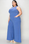 Ribbed Tank and Wide Leg Pants Lounge Set-Effortless comfort meets chic style with this Ribbed Tank + Wide Leg Pant Lounge Set. Soft stretch fabric, pockets, and versatile year-round wear. Standard + Plus size.