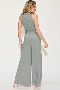 Ribbed Tank and Wide Leg Pants Lounge Set-Effortless comfort meets chic style with this Ribbed Tank + Wide Leg Pant Lounge Set. Soft stretch fabric, pockets, and versatile year-round wear. Standard + Plus size.