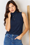 Ribbed Turtleneck Tank-Ribbed Turtleneck Tank - Classic Wardrobe Staple. Ribbed and stretchy design. Turtleneck ribbed tank available in plus sizes, perfect for all seasons and layering.