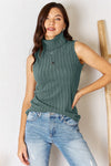 Ribbed Turtleneck Tank-Ribbed Turtleneck Tank - Classic Wardrobe Staple. Ribbed and stretchy design. Turtleneck ribbed tank available in plus sizes, perfect for all seasons and layering.