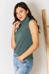 Ribbed Turtleneck Tank-Ribbed Turtleneck Tank - Classic Wardrobe Staple. Ribbed and stretchy design. Turtleneck ribbed tank available in plus sizes, perfect for all seasons and layering.
