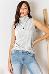 Ribbed Turtleneck Tank-Ribbed Turtleneck Tank - Classic Wardrobe Staple. Ribbed and stretchy design. Turtleneck ribbed tank available in plus sizes, perfect for all seasons and layering.