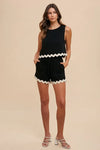 Ric Rac Trim Detailed Top & Shorts Set, Black