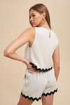 Ric Rac Trim Detailed Top & Shorts Set, Natural