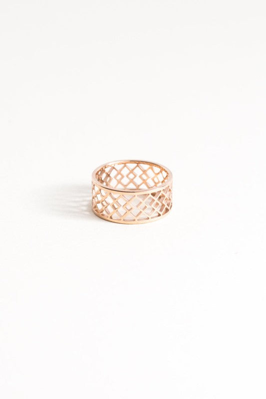 Rose Gold Argyle Cage Ring (14K)-Lovoda-Reef Love