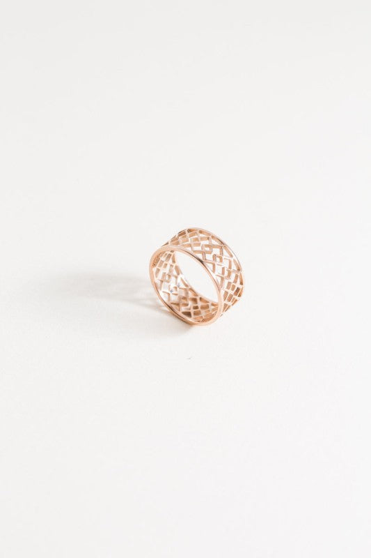 Rose Gold Argyle Cage Ring (14K)-Lovoda-Reef Love