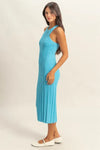 Round Neck Bodycon Ribbed Knit Dress, Sky Blue-Embrace your curves with this Sky Blue Round Neck Bodycon Ribbed Knit Dress. The round neck offers a classic and flattering neckline. -Reef Love Boho-Chic Boutique