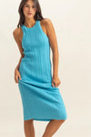 Round Neck Bodycon Ribbed Knit Dress, Sky Blue-Embrace your curves with this Sky Blue Round Neck Bodycon Ribbed Knit Dress. The round neck offers a classic and flattering neckline. -Reef Love Boho-Chic Boutique