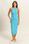 Round Neck Bodycon Ribbed Knit Dress, Sky Blue-Embrace your curves with this Sky Blue Round Neck Bodycon Ribbed Knit Dress. The round neck offers a classic and flattering neckline. -Reef Love Boho-Chic Boutique