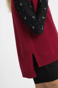 Ruby High-Low Turtleneck Sleeveless Sweater-Reef Love