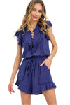 Ruffle Romper, Royal Blue-Add a touch of elegance and comfort to your seasonal wardrobe with our Ruffle Romper in Royal Blue. Order now and enjoy a perfect blend of style and practicality for spring and summer! -Reef Love Boho-Chic Boutique