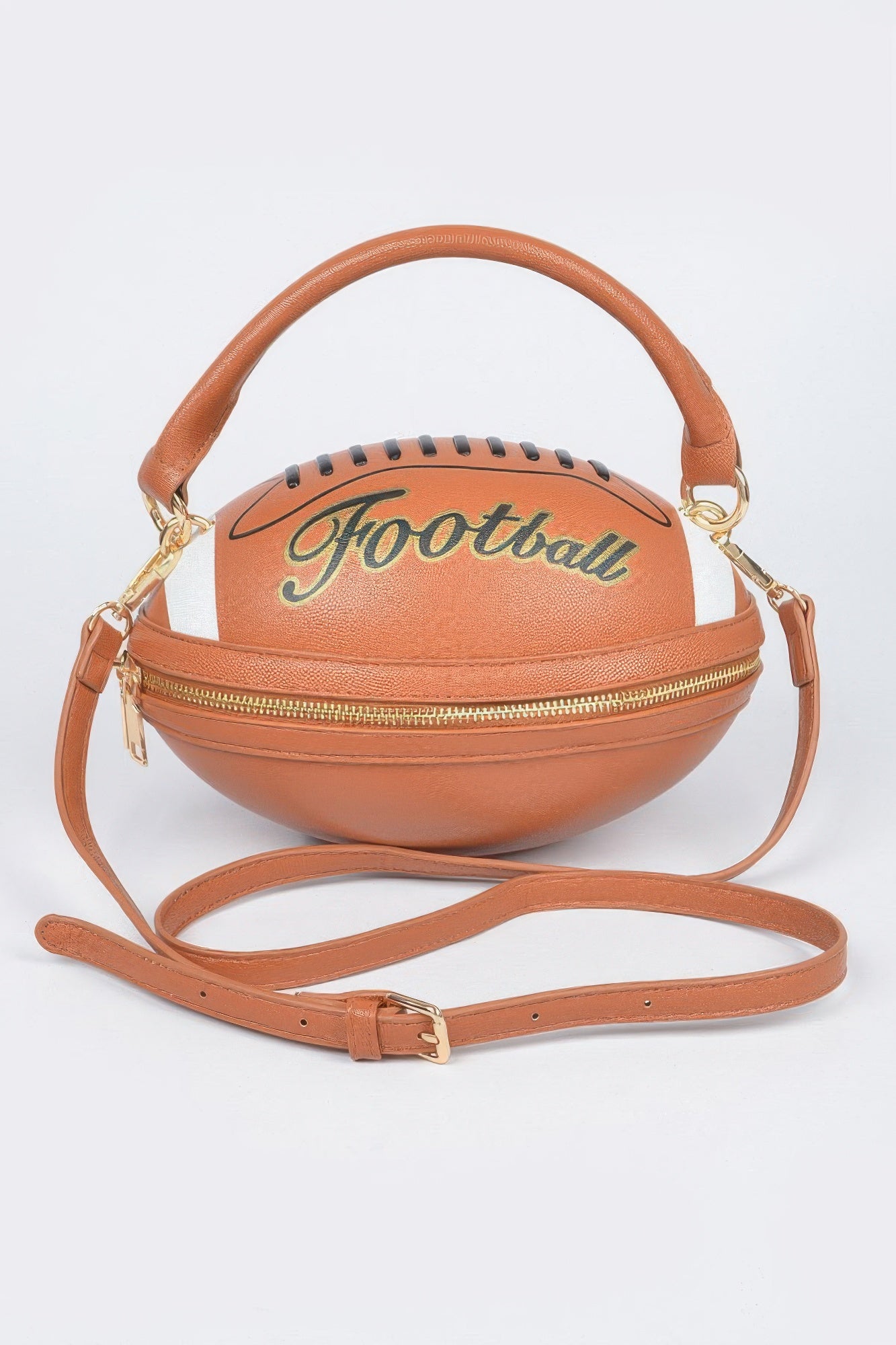 Rugby Football Season Crossbody Bag, Designed in the shape of a rugby ball. Detachable Strap, top handle.