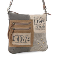 Myra Seeds of Love Crossbody Bag - Vintage Patch Leather Shoulder Bag with Zippered Pockets for Western Style