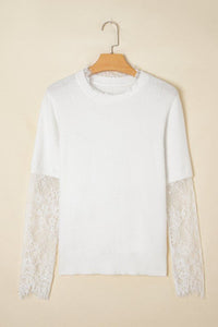 Samantha Lace Sleeve Two - piece Fuzzy Sweater - Reef Love