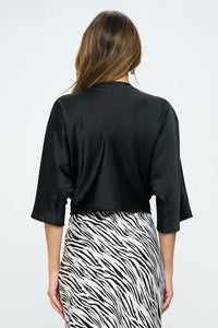 Satin Vibrant Short Sleeve Top with Front Twist-Reef Love