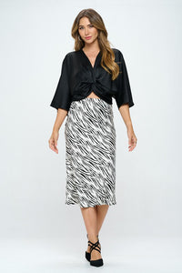 Satin Vibrant Short Sleeve Top with Front Twist-Reef Love