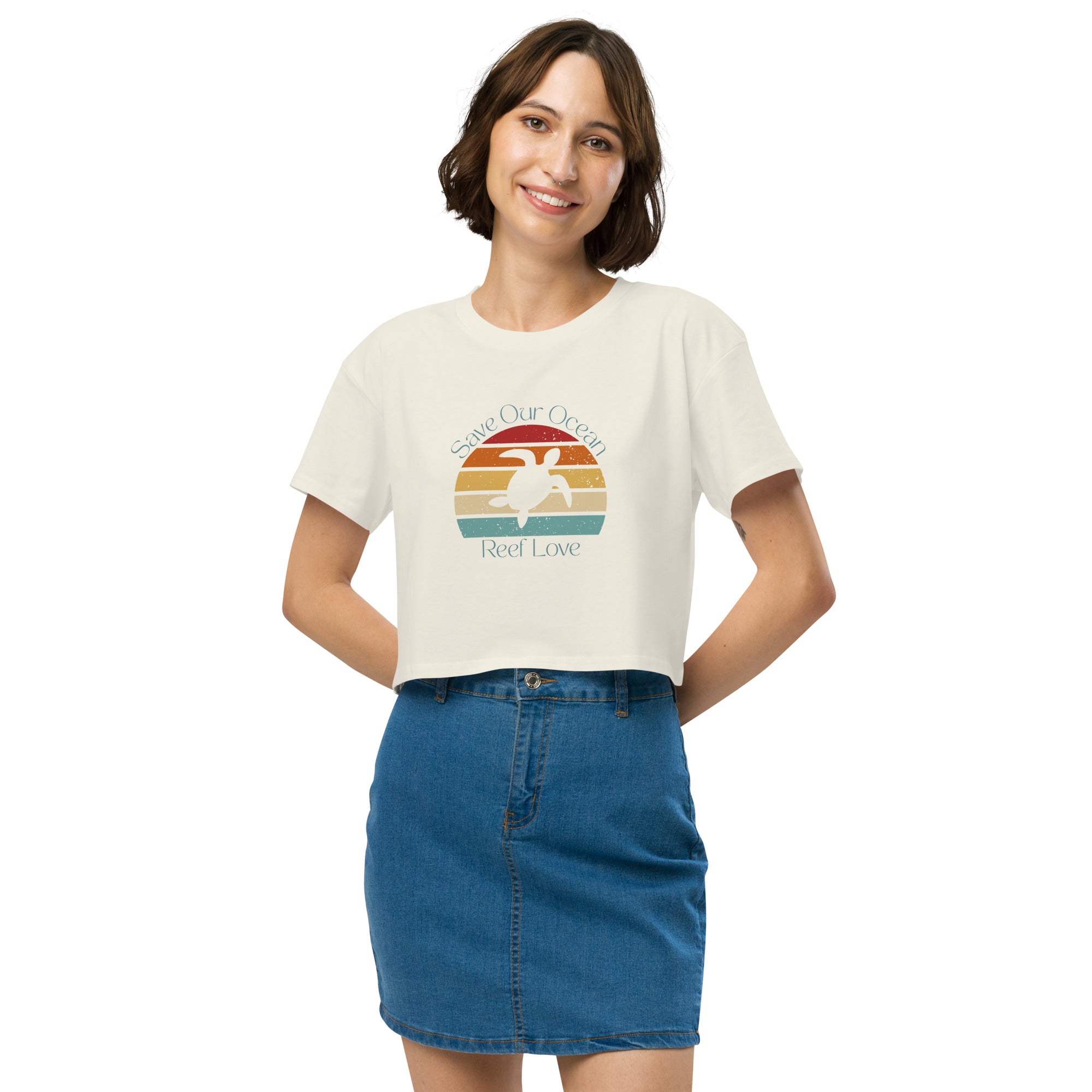 Save Our Ocean Turtle Women’s Crop Tee- Boho Chic Styles by Reef Love