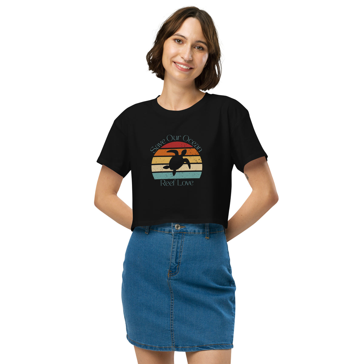 Save Our Ocean Turtle Women’s Crop Tee- Boho Chic Styles by Reef Love