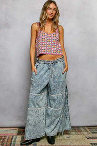 Scalloped Edge Cropped Crochet Cami with Granny Square Pattern, Pink- Boho Chic Styles by Reef Love