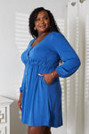 Scoop Neck Empire Waist Long Sleeve Magic Dress-Magic dress with empire waist, scoop neck & long sleeves. Flowy, flattering, and comfy style that looks great on all body types.
