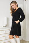 Scoop Neck Empire Waist Long Sleeve Magic Dress-Magic dress with empire waist, scoop neck & long sleeves. Flowy, flattering, and comfy style that looks great on all body types.