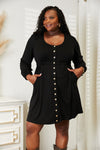 Scoop Neck Empire Waist Long Sleeve Magic Dress-Magic dress with empire waist, scoop neck & long sleeves. Flowy, flattering, and comfy style that looks great on all body types.