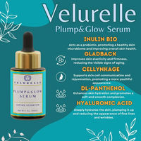 Woman wearing Plump and Glow Serum-Plump & Glow Serum hydrates, soothes, and illuminates with hyaluronic acid, prebiotics, and skin-renewing actives. For soft, radiant skin—every day.
