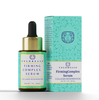 Woman wearing Firming Complex Serum-Firming Complex Serum is a high-performance, multi-action treatment formulated to restore elasticity, firmness, and deep hydration. 