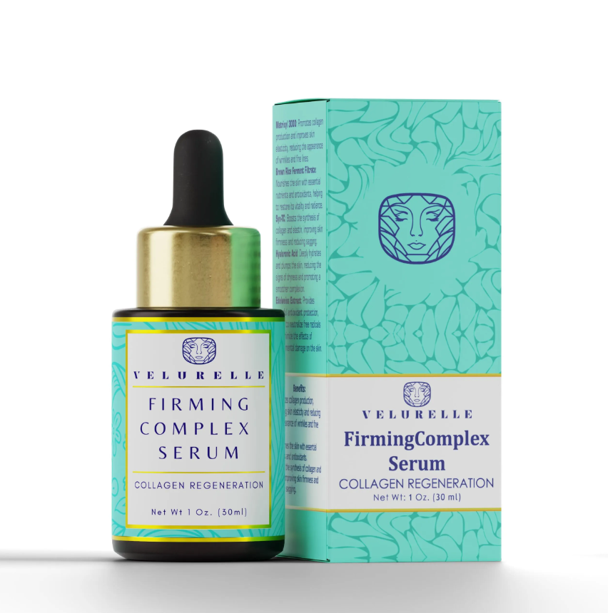 Woman wearing Firming Complex Serum-Firming Complex Serum is a high-performance, multi-action treatment formulated to restore elasticity, firmness, and deep hydration. 