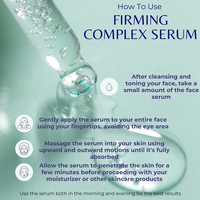 Woman wearing Firming Complex Serum-Firming Complex Serum is a high-performance, multi-action treatment formulated to restore elasticity, firmness, and deep hydration. 