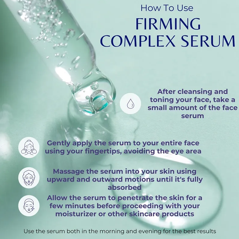Woman wearing Firming Complex Serum-Firming Complex Serum is a high-performance, multi-action treatment formulated to restore elasticity, firmness, and deep hydration. 