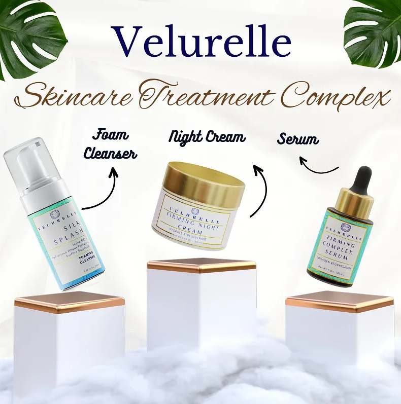 Woman wearing Firming Complex Serum-Firming Complex Serum is a high-performance, multi-action treatment formulated to restore elasticity, firmness, and deep hydration. 