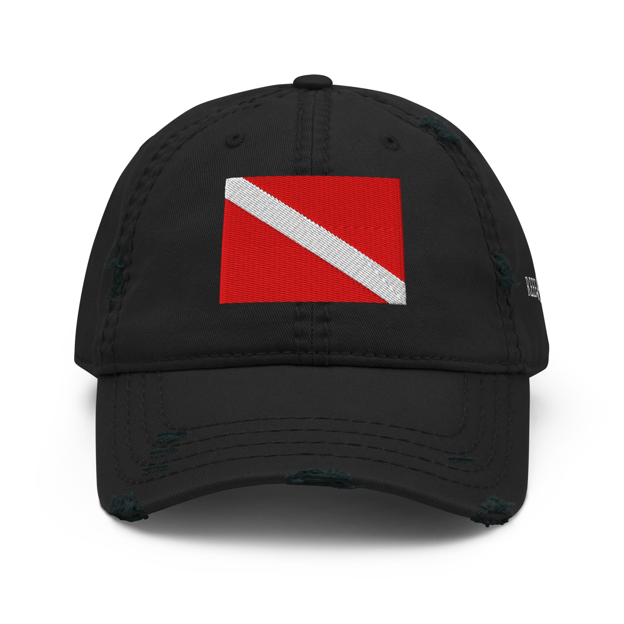 Scuba Diving Flag Embroidered Distressed "Dad Fit" Baseball Cap- Boho Chic Styles by Reef Love
