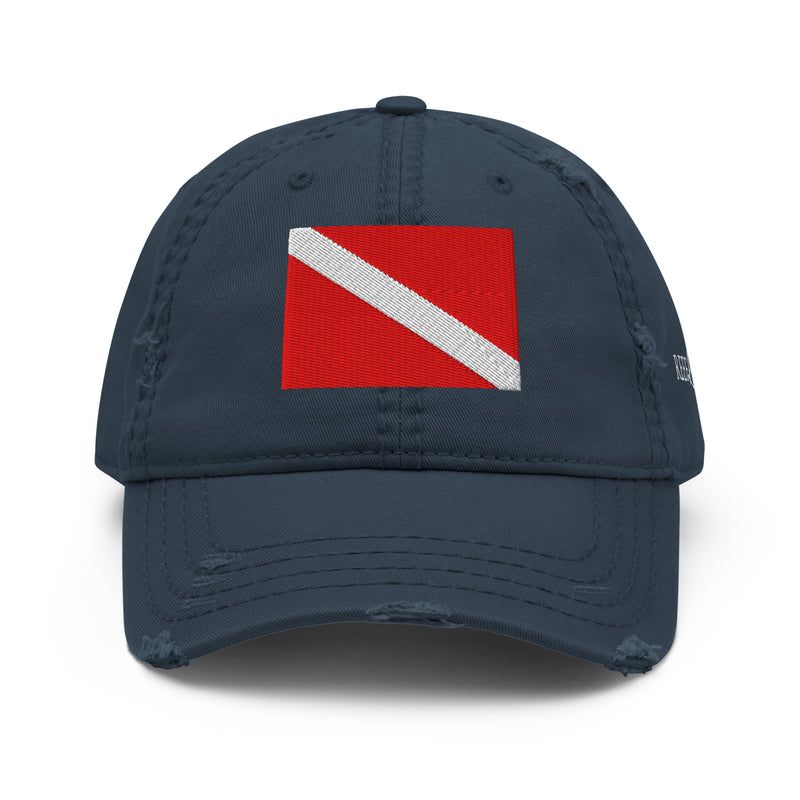 Scuba Diving Flag Embroidered Distressed "Dad Fit" Baseball Cap- Boho Chic Styles by Reef Love