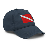 Scuba Diving Flag Embroidered Distressed "Dad Fit" Baseball Cap- Boho Chic Styles by Reef Love