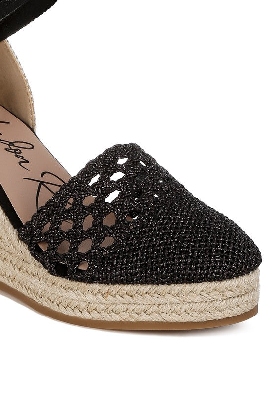 Sea Breeze Woven Lace-Up Espadrille Wedges